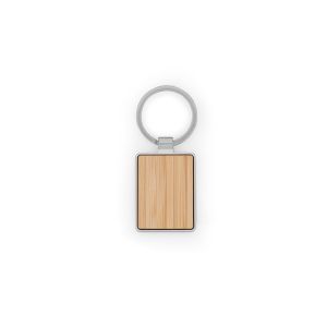 GASTON RECTANGULAR. Правоъгълен ключодържател от цинк и бамбук