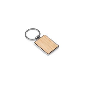 GASTON RECTANGULAR. Правоъгълен ключодържател от цинк и бамбук