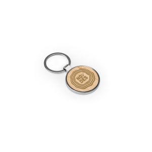 GASTON ROUND. Кръгъл ключодържател от цинк и бамбук