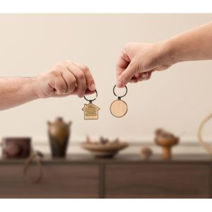 GASTON ROUND. Кръгъл ключодържател от цинк и бамбук