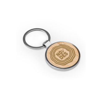 GASTON ROUND. Кръгъл ключодържател от цинк и бамбук