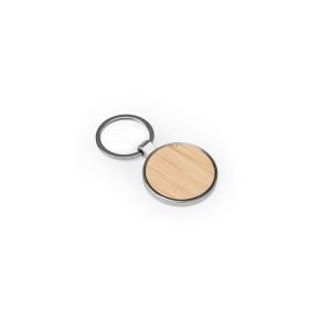 GASTON ROUND. Кръгъл ключодържател от цинк и бамбук