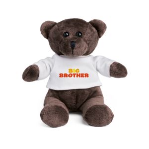 GRIZZLY. Плюшена играчка от полиестер, във формата на мече, с тениска