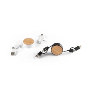 RUBINS. Прибиращ се USB кабел 6 в 1 от рециклиран ABS (100% rABS) и бамбук