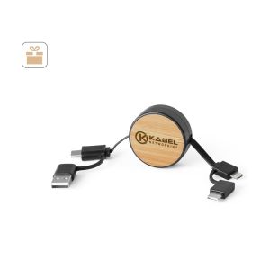 RUBINS. Прибиращ се USB кабел 6 в 1 от рециклиран ABS (100% rABS) и бамбук