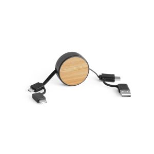 RUBINS. Прибиращ се USB кабел 6 в 1 от рециклиран ABS (100% rABS) и бамбук
