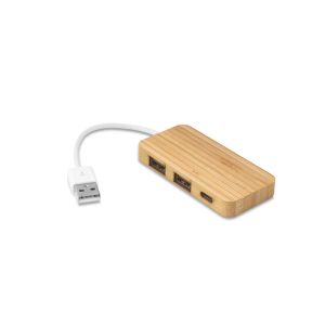 MOSER. ХЪБ с 2 USB-A и 1 USB-C порта в бамбуков цвят