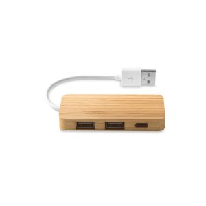 MOSER. ХЪБ с 2 USB-A и 1 USB-C порта в бамбуков цвят