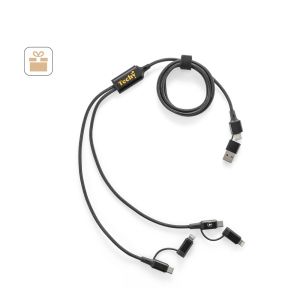 BERTOZZI. Супер бърз USB кабел 6 в 1 от рециклиран алуминий (20%) и рециклиран PET (4%)
