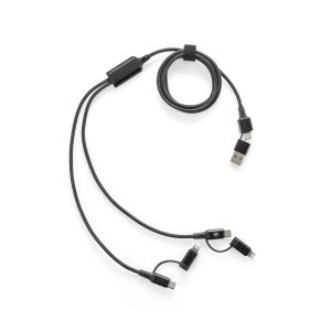 BERTOZZI. Супер бърз USB кабел 6 в 1 от рециклиран алуминий (20%) и рециклиран PET (4%)