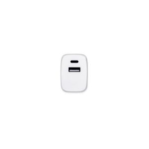 WEGENER. Захранващ адаптер с порт USB-A 18W и USB-C 20W от рециклиран ABS (100% rABS)