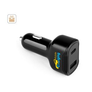 DIRAC. Адаптор за запалка за кола с порт USB-A 18W и USB-C 20W от pециклиран ABS (100% rABS)