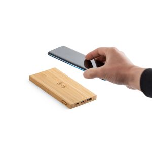 FITCH. Захранваща батерия 5000 mAh с 5W безжично зарядно устройство от бамбуково