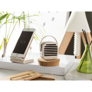 ENGLERT. Поставка за смартфон с 10W бързо безжично зарядно устройство от рециклиран ABS (70% rABS) и влакна от пшенична слама