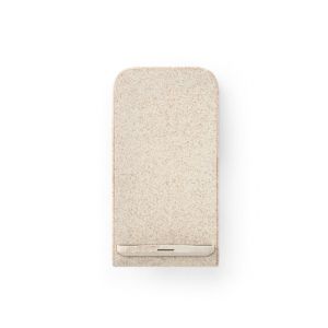 ENGLERT. Поставка за смартфон с 10W бързо безжично зарядно устройство от рециклиран ABS (70% rABS) и влакна от пшенична слама
