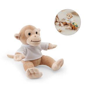 MONKY. Плюшена играчка от полиестер, във формата на маймуна, с тениска