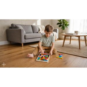 MOKI. Конструкционна и взаимосвързана игра,изработена от шперплат