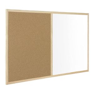 Бяло и корково табло с дървена рамка Bi-Office 60x90 cm